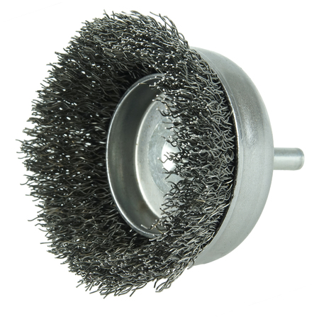 Weiler Wolverine 3" Crimped Wire Cup Brush .014" Steel Fill 1/4" Stem 36230